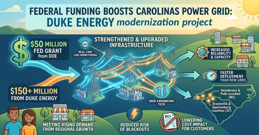 Federal Government Awards Duke Energy $50 Million to Upgrade the Power Grid in the Carolinas