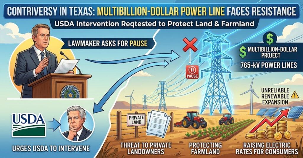 Texas Lawmaker Urges USDA to Intervene and Pause Controversial 765-kV Transmission Line Project